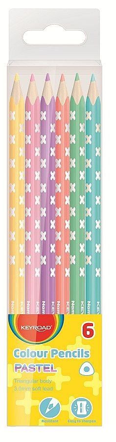 Pastelky KEYROAD Pastel trojhranné 6ks