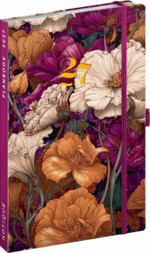 Diář/notes PLANBOOK Vintage květy 2027, 13cm x 21cm, PGD-37229-V