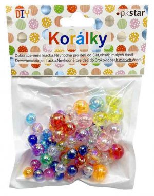 Korálky plastové barevný 8, 10, 12 mm 31g