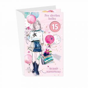 ARGUS Přání pro slečnu s výběrem roků SK- Dívka s balony 17-6077c
