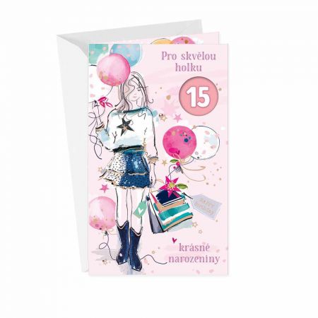 ARGUS Přání pro slečnu s výběrem roků SK- Dívka s balony 17-6077c