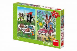 Puzzle Krtek se Raduje 2x48 dílků 18x26cm v krabici 27x19x4cm