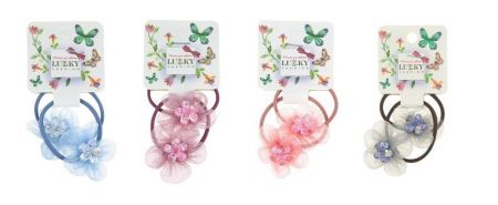 Lukky Fashion Gumičky do vlasů - květy s flitry