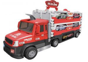 Hasičský truck 2v1 se světlem a zvukem a 6 auty