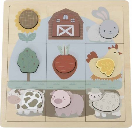 BABU - Edukativní puzzle Farma - 12 dílků