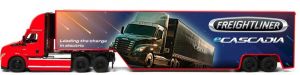 Kovový Freightliner eCascadia s kontejnerem 33 cm - 4 barvy