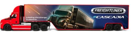Kovový Freightliner eCascadia s kontejnerem 33 cm - 4 barvy