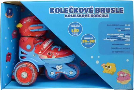 Dětské svítící kolečkové brusle - Červené (vel. 26-30)