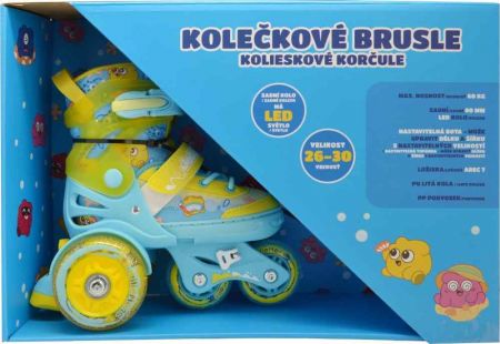 Dětské svítící kolečkové brusle - Žluté (vel. 26-30)