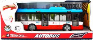 Městský autobus na setrvačník s osvětlením a zvukem - červený