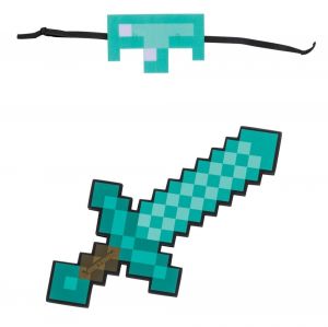 Minecraft set maska a pěnový meč Steve diamantový