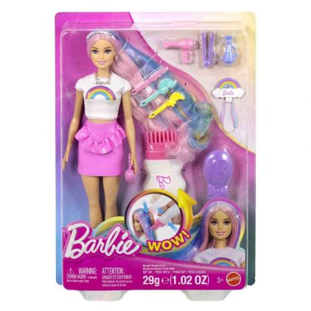Barbie panenka duhové vlasy s třpytivým stylingem