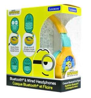 Lexibook 2v1 bluetooth skládací sluchátka Mimoni s limitem hlasitosti