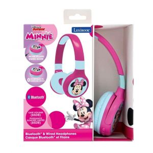 Lexibook 2v1 bluetooth skládací sluchátka Minnie s limitem hlasitosti