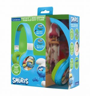Lexibook 2v1 bluetooth skládací sluchátka Šmoulové s limitem hlasitosti