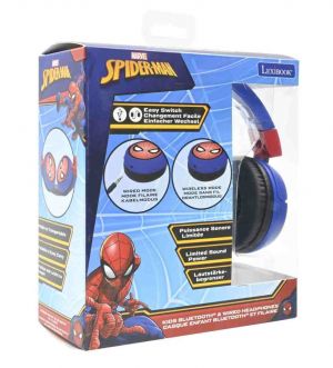 Lexibook 2v1 bluetooth skládací sluchátka Spiderman s limitem hlasitosti