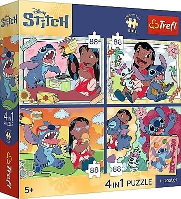 Dětské Puzzle Premium Kids Lilo&Stitch 4x88 dílkůPuzzle 4x88 dílků
