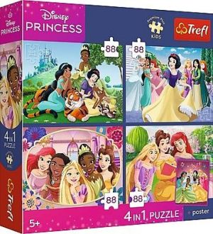 Dětské Puzzle Premium Kids Disney Pricezny 4x88 dílkůPuzzle 4x88 dílků
