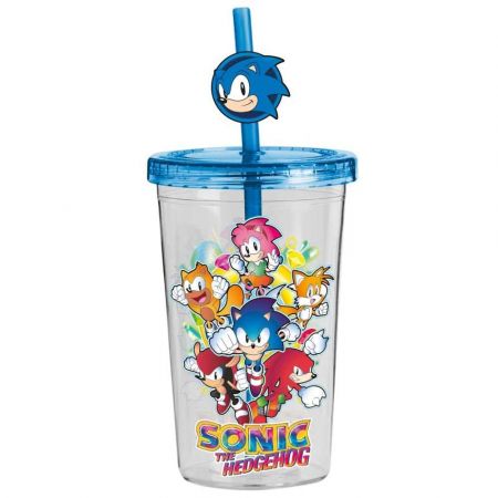 Sonic plastový hrnek s brčkem