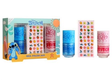 Sada laků na nehty 2 ks 7 ml + nálepky Stitch