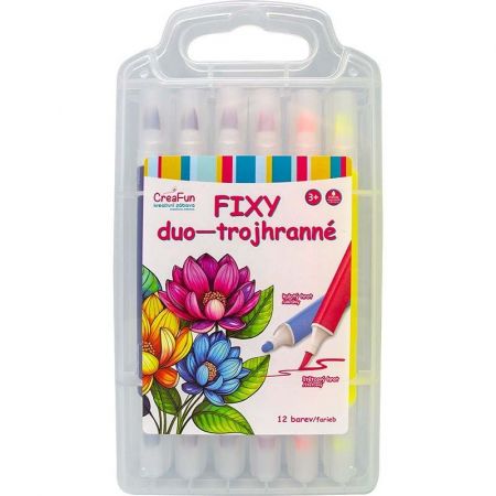 CreaFun - FIXY DUO trojhranné 12 barev