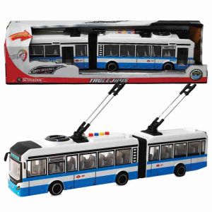 City Service Car - 1:16 Kloubový trolejbus - modrý na setrvačník se zvuky