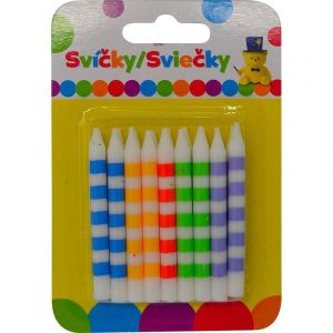 Narozeninová svíčka barevná s pruhy 18ks