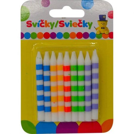 Narozeninová svíčka barevná s pruhy 18ks
