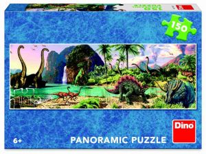 Puzzle 150 dílků panoramic Dinosauři u jezera
