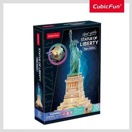 Puzzle 3D s LED Noční edice: Socha Svobody 79 dílků