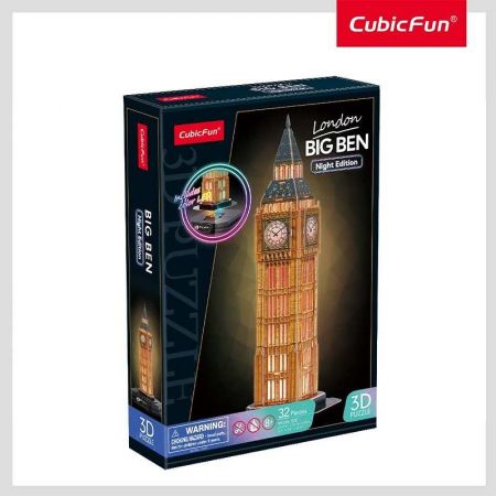 Puzzle 3D s LED Noční edice: Big Ben 32 dílků