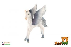 Jednorožec s křídly bílo-šedý hříbě zooted plast 11cm