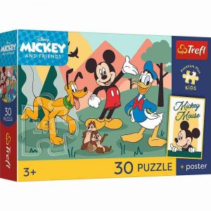 Puzzle Premium Plus Kids - Mickey a přátelé Disney 27x20cm + plakát 30 dílků v krabičce 21
