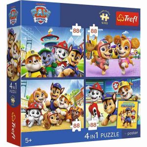 Puzzle Premium 4v1 Paw Patrol 4x88 dílků 28,5x20,5cm v krabici 28x28x6cm