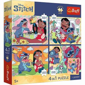 Puzzle Premium 4v1 Lilo&amp;Stitch 4x88 dílků 28,5x20,5cm v krabici 28x28x6cm