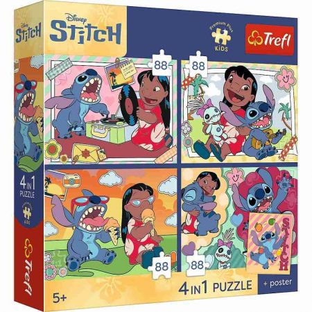 Puzzle Premium 4v1 Lilo&Stitch 4x88 dílků 28,5x20,5cm v krabici 28x28x6cm