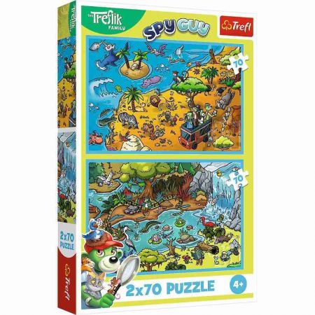 Puzzle 2v1 Treflikové se baví 2x70 dílků 27,5x18cm v krabici 19x29x4cm