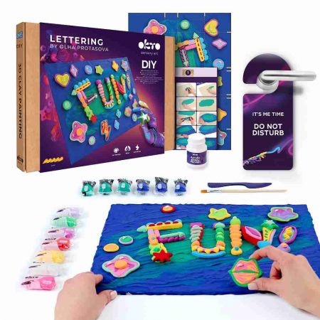 OKTO Lettering Výtvarný set malování hmotou "FUN" 30x40 cm