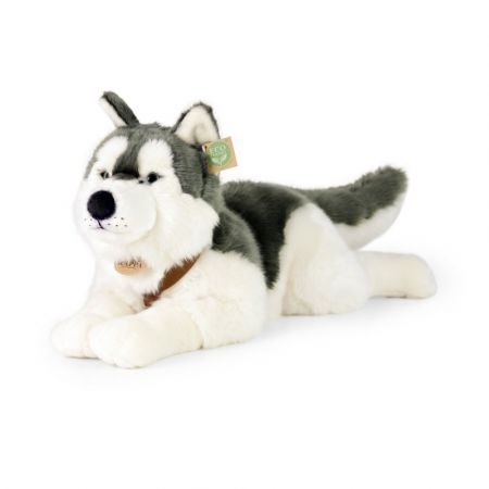 Velký plyšový pes husky s postrojem 60 cm ECO-FRIENDLY