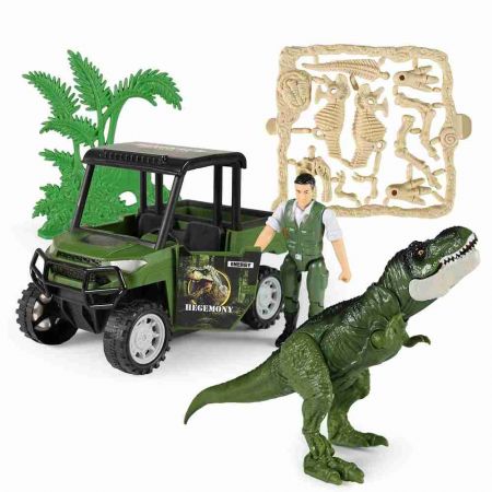 Sada dino park s autem a dinosaurem se zvukem