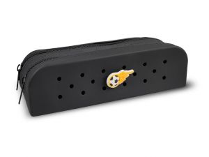 Gifty - Dvojitý silikonový penál černý a ozdobný pin