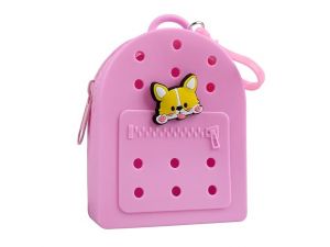 Gifty - Silikonová peněženka růžová a ozdobný pin