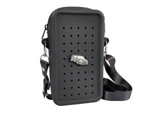 Gifty - Silikonová crossbody taštička černá a ozdobný pin
