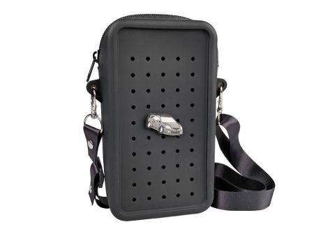 Gifty - Silikonová crossbody taštička černá a ozdobný pin