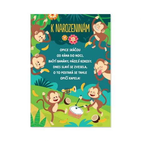 ALBI Hrací přání k narozeninám - Opičí kapela