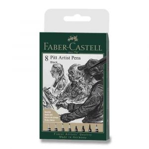Popisovač Faber-Castell Pitt Artist Pen - sada 8 ks, různé hroty, černý