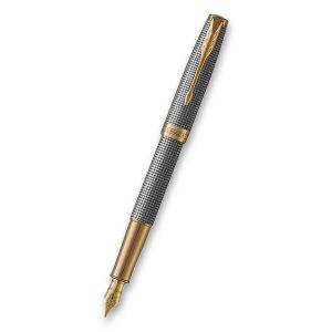 Plnicí pero Parker Sonnet Deluxe Silver Chiselled GT, 18K - hrot F
