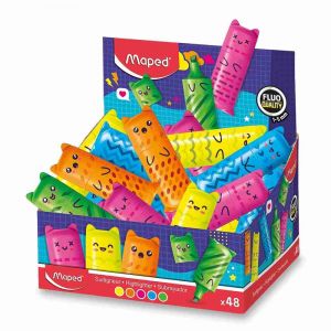 Zvýrazňovač Maped Mini Fluo Kawai - stojánek, 48 ks