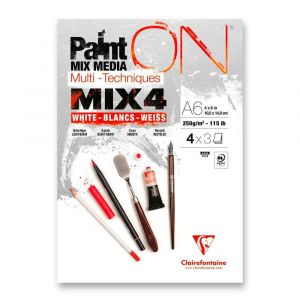Blok Clairefontaine Paint'ON Mix4 - A6, 12 listů, 250 g