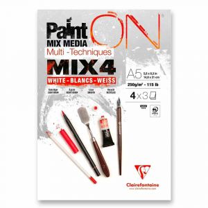 Blok Clairefontaine Paint'ON Mix4 - A5, 12 listů, 250 g